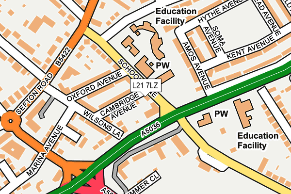 L21 7LZ map - OS OpenMap – Local (Ordnance Survey) L21 7LZ map - OS OpenMap – Local (Ordnance Survey)