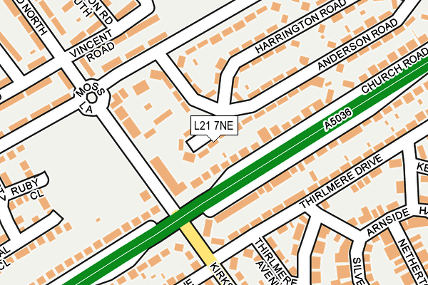 L21 7NE map - OS OpenMap – Local (Ordnance Survey) L21 7NE map - OS OpenMap – Local (Ordnance Survey)