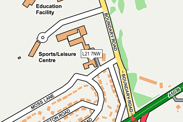 L21 7NW map - OS OpenMap – Local (Ordnance Survey) L21 7NW map - OS OpenMap – Local (Ordnance Survey)