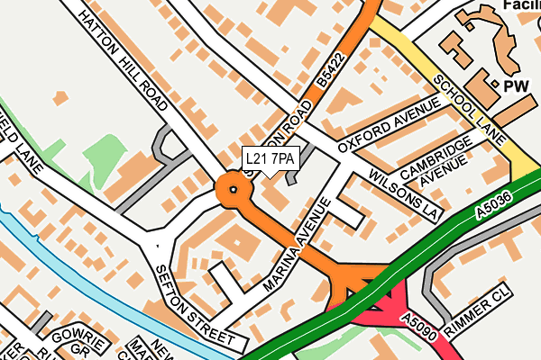 L21 7PA map - OS OpenMap – Local (Ordnance Survey) L21 7PA map - OS OpenMap – Local (Ordnance Survey)