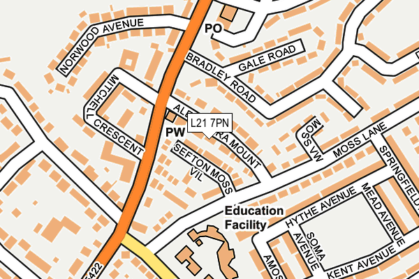 L21 7PN map - OS OpenMap – Local (Ordnance Survey) L21 7PN map - OS OpenMap – Local (Ordnance Survey)