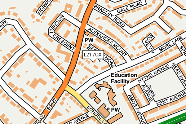 L21 7QX map - OS OpenMap – Local (Ordnance Survey) L21 7QX map - OS OpenMap – Local (Ordnance Survey)