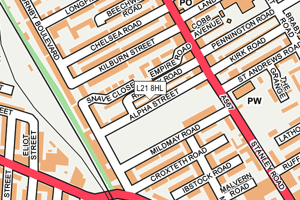 L21 8HL map - OS OpenMap – Local (Ordnance Survey) L21 8HL map - OS OpenMap – Local (Ordnance Survey)
