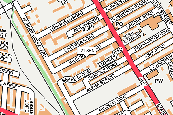 L21 8HN map - OS OpenMap – Local (Ordnance Survey) L21 8HN map - OS OpenMap – Local (Ordnance Survey)
