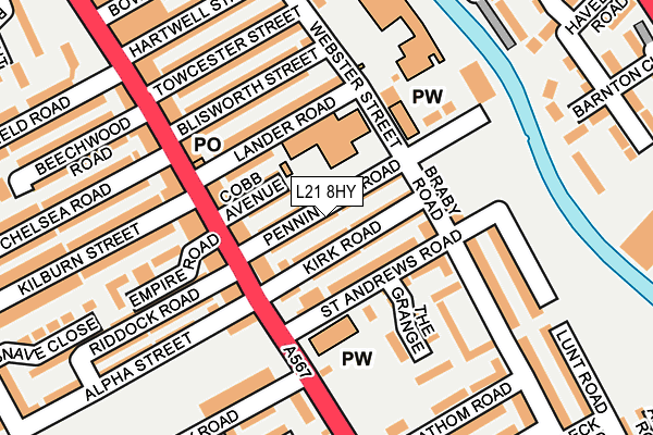 L21 8HY map - OS OpenMap – Local (Ordnance Survey) L21 8HY map - OS OpenMap – Local (Ordnance Survey)
