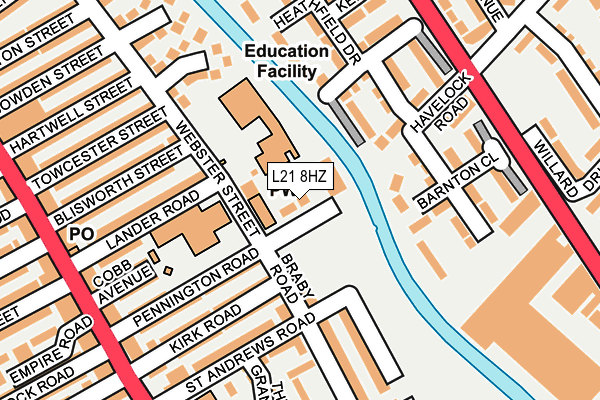 L21 8HZ map - OS OpenMap – Local (Ordnance Survey) L21 8HZ map - OS OpenMap – Local (Ordnance Survey)