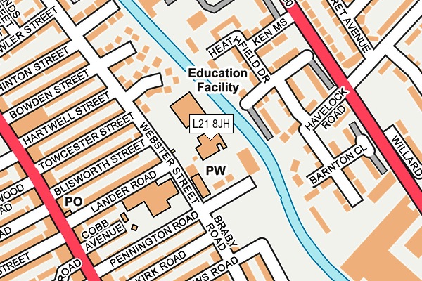 L21 8JH map - OS OpenMap – Local (Ordnance Survey) L21 8JH map - OS OpenMap – Local (Ordnance Survey)