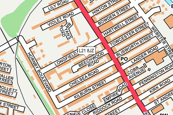 L21 8JZ map - OS OpenMap – Local (Ordnance Survey) L21 8JZ map - OS OpenMap – Local (Ordnance Survey)
