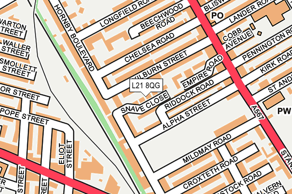 L21 8QG map - OS OpenMap – Local (Ordnance Survey) L21 8QG map - OS OpenMap – Local (Ordnance Survey)