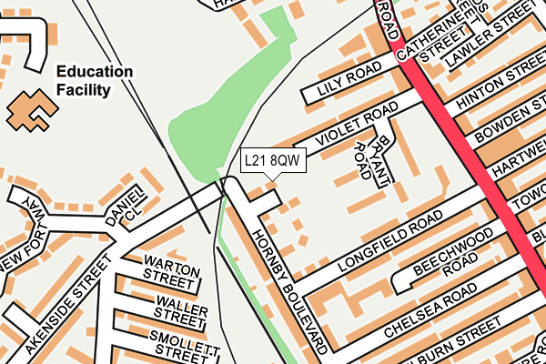 L21 8QW map - OS OpenMap – Local (Ordnance Survey) L21 8QW map - OS OpenMap – Local (Ordnance Survey)
