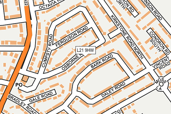 L21 9HW map - OS OpenMap – Local (Ordnance Survey) L21 9HW map - OS OpenMap – Local (Ordnance Survey)
