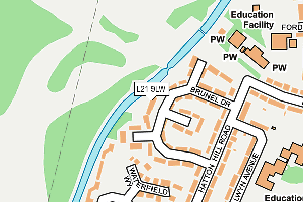 L21 9LW map - OS OpenMap – Local (Ordnance Survey) L21 9LW map - OS OpenMap – Local (Ordnance Survey)