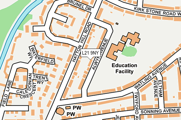 L21 9NY map - OS OpenMap – Local (Ordnance Survey) L21 9NY map - OS OpenMap – Local (Ordnance Survey)