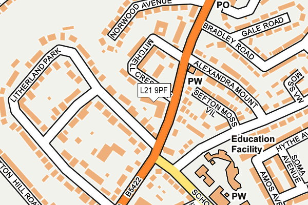 L21 9PF map - OS OpenMap – Local (Ordnance Survey) L21 9PF map - OS OpenMap – Local (Ordnance Survey)