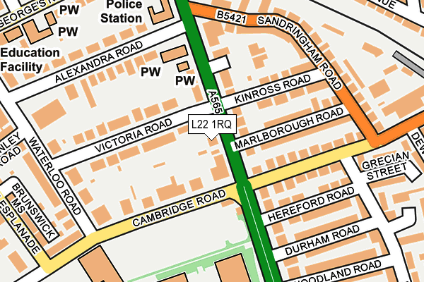 L22 1RQ map - OS OpenMap – Local (Ordnance Survey) L22 1RQ map - OS OpenMap – Local (Ordnance Survey)