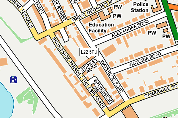 L22 5PU map - OS OpenMap – Local (Ordnance Survey) L22 5PU map - OS OpenMap – Local (Ordnance Survey)