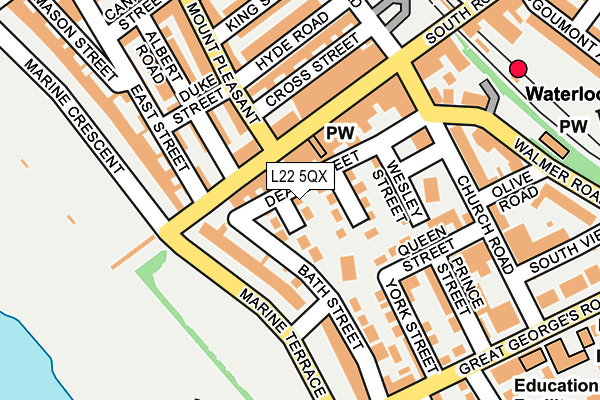 L22 5QX map - OS OpenMap – Local (Ordnance Survey) L22 5QX map - OS OpenMap – Local (Ordnance Survey)