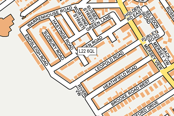 L22 6QL map - OS OpenMap – Local (Ordnance Survey) L22 6QL map - OS OpenMap – Local (Ordnance Survey)