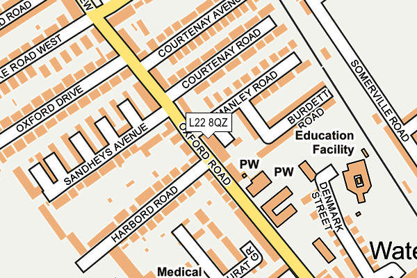 L22 8QZ map - OS OpenMap – Local (Ordnance Survey) L22 8QZ map - OS OpenMap – Local (Ordnance Survey)