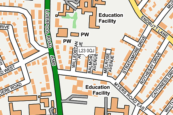 L23 0QJ map - OS OpenMap – Local (Ordnance Survey)