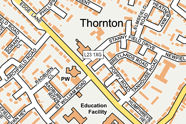 L23 1XG map - OS OpenMap – Local (Ordnance Survey) L23 1XG map - OS OpenMap – Local (Ordnance Survey)