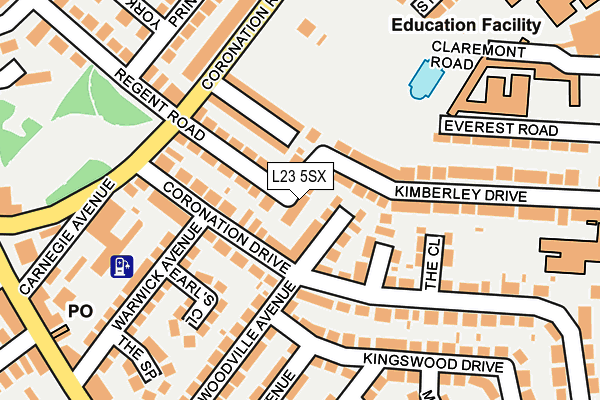 L23 5SX map - OS OpenMap – Local (Ordnance Survey) L23 5SX map - OS OpenMap – Local (Ordnance Survey)