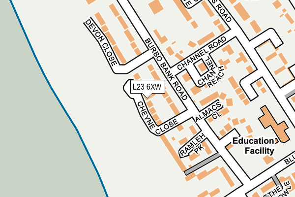 L23 6XW map - OS OpenMap – Local (Ordnance Survey) L23 6XW map - OS OpenMap – Local (Ordnance Survey)