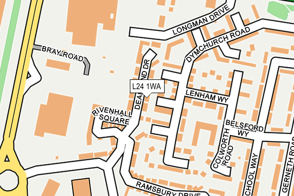 L24 1WA map - OS OpenMap – Local (Ordnance Survey) L24 1WA map - OS OpenMap – Local (Ordnance Survey)