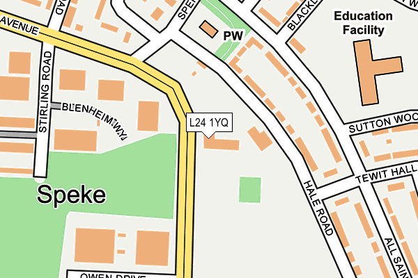 L24 1YQ map - OS OpenMap – Local (Ordnance Survey) L24 1YQ map - OS OpenMap – Local (Ordnance Survey)