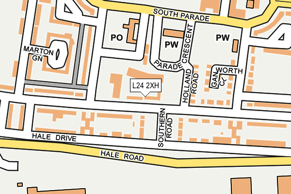 L24 2XH map - OS OpenMap – Local (Ordnance Survey) L24 2XH map - OS OpenMap – Local (Ordnance Survey)