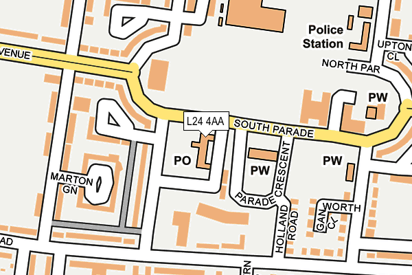 L24 4AA map - OS OpenMap – Local (Ordnance Survey) L24 4AA map - OS OpenMap – Local (Ordnance Survey)