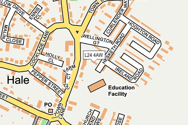 L24 4AW map - OS OpenMap – Local (Ordnance Survey) L24 4AW map - OS OpenMap – Local (Ordnance Survey)