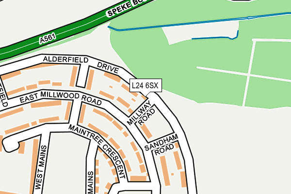 L24 6SX map - OS OpenMap – Local (Ordnance Survey) L24 6SX map - OS OpenMap – Local (Ordnance Survey)