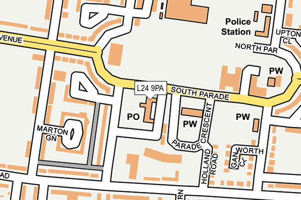 L24 9PA map - OS OpenMap – Local (Ordnance Survey) L24 9PA map - OS OpenMap – Local (Ordnance Survey)