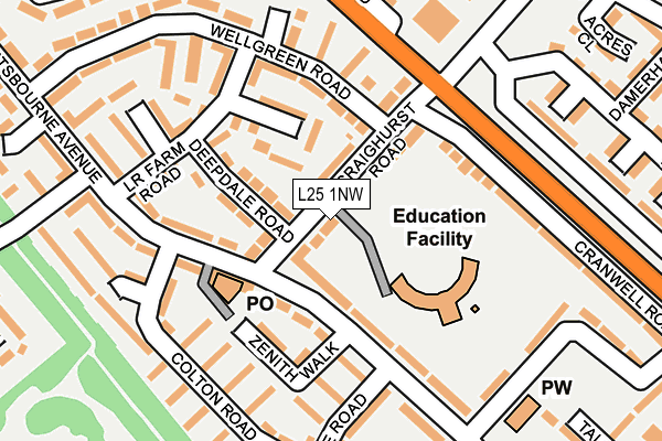 L25 1NW map - OS OpenMap – Local (Ordnance Survey) L25 1NW map - OS OpenMap – Local (Ordnance Survey)