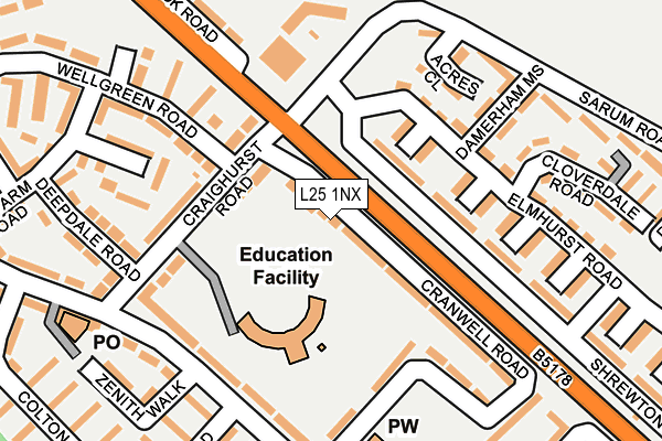 L25 1NX map - OS OpenMap – Local (Ordnance Survey) L25 1NX map - OS OpenMap – Local (Ordnance Survey)
