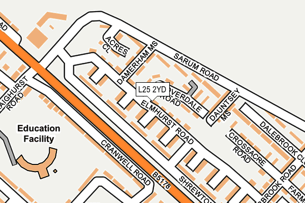 L25 2YD map - OS OpenMap – Local (Ordnance Survey) L25 2YD map - OS OpenMap – Local (Ordnance Survey)