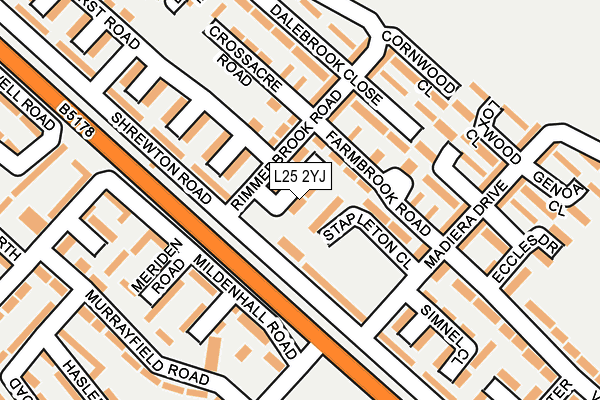 L25 2YJ map - OS OpenMap – Local (Ordnance Survey) L25 2YJ map - OS OpenMap – Local (Ordnance Survey)