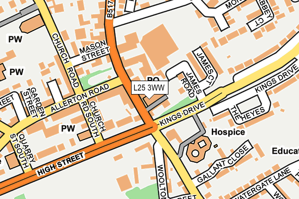 L25 3WW map - OS OpenMap – Local (Ordnance Survey) L25 3WW map - OS OpenMap – Local (Ordnance Survey)