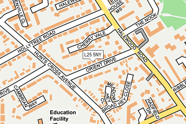 L25 5NY map - OS OpenMap – Local (Ordnance Survey) L25 5NY map - OS OpenMap – Local (Ordnance Survey)