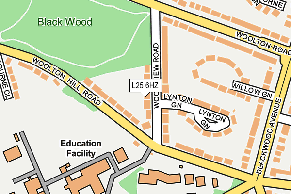 L25 6HZ map - OS OpenMap – Local (Ordnance Survey)