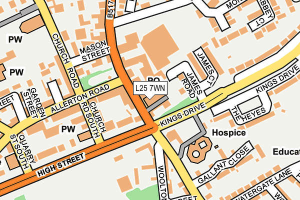 L25 7WN map - OS OpenMap – Local (Ordnance Survey) L25 7WN map - OS OpenMap – Local (Ordnance Survey)