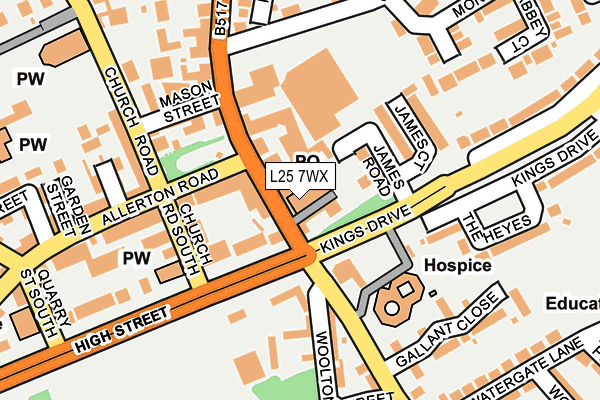 L25 7WX map - OS OpenMap – Local (Ordnance Survey) L25 7WX map - OS OpenMap – Local (Ordnance Survey)