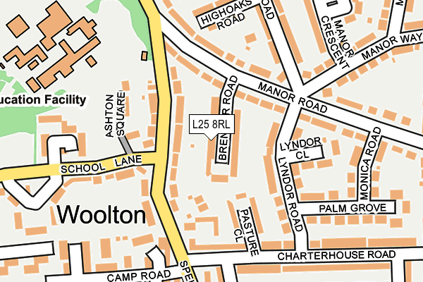 L25 8RL map - OS OpenMap – Local (Ordnance Survey) L25 8RL map - OS OpenMap – Local (Ordnance Survey)