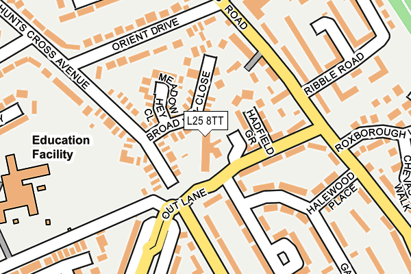 L25 8TT map - OS OpenMap – Local (Ordnance Survey) L25 8TT map - OS OpenMap – Local (Ordnance Survey)