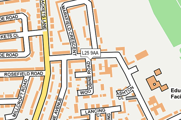 L25 9AA map - OS OpenMap – Local (Ordnance Survey) L25 9AA map - OS OpenMap – Local (Ordnance Survey)