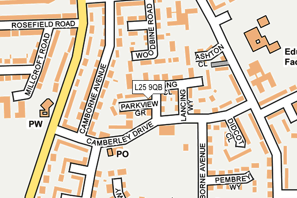 L25 9QB map - OS OpenMap – Local (Ordnance Survey) L25 9QB map - OS OpenMap – Local (Ordnance Survey)