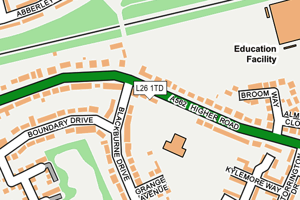 L26 1TD map - OS OpenMap – Local (Ordnance Survey) L26 1TD map - OS OpenMap – Local (Ordnance Survey)