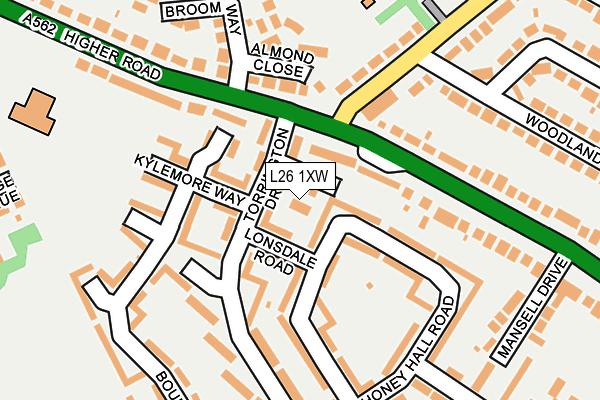 L26 1XW map - OS OpenMap – Local (Ordnance Survey) L26 1XW map - OS OpenMap – Local (Ordnance Survey)