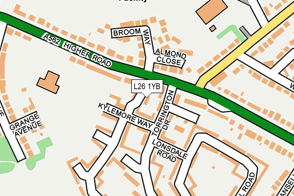 L26 1YB map - OS OpenMap – Local (Ordnance Survey) L26 1YB map - OS OpenMap – Local (Ordnance Survey)